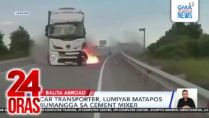 Car Transporter, Lumiyab Matapos Bumangga Sa Cement Mixer | 24 Oras